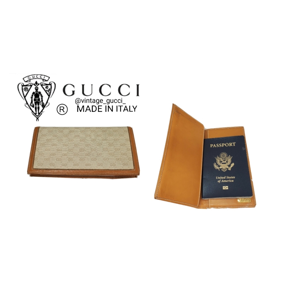 Gucci Vintage Check Book Passport Wallet